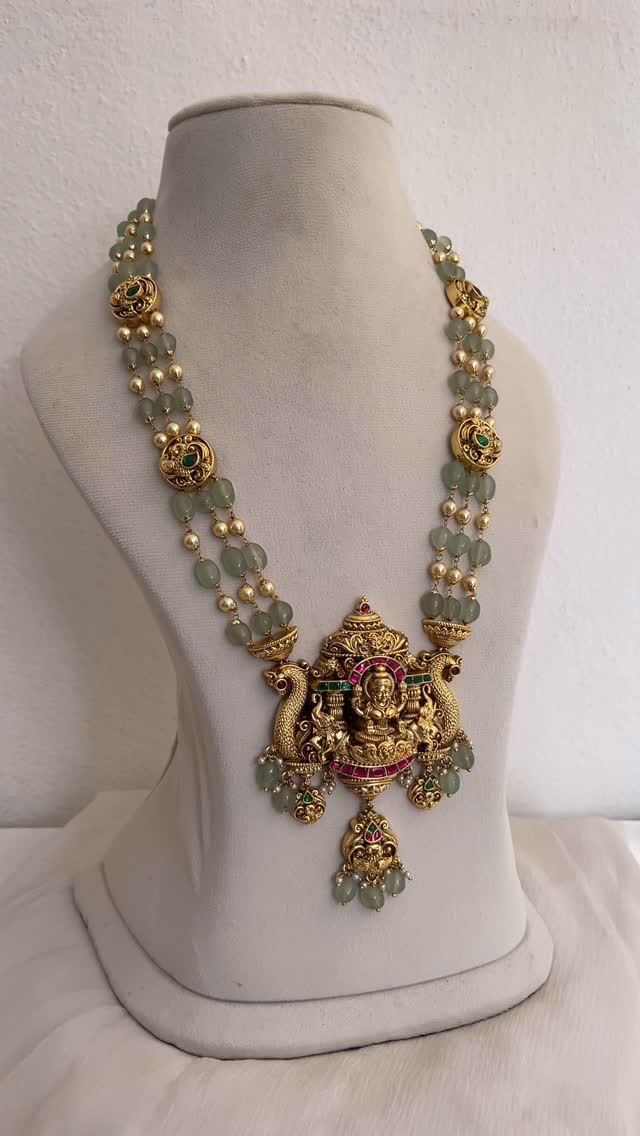 Emereled Pearl Laxmi Peacock Moti Mala Necklace