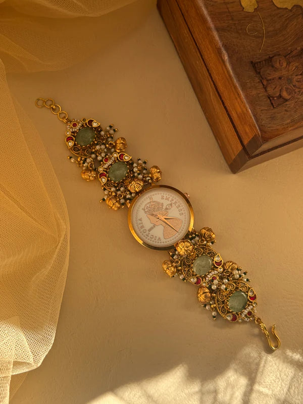 Indian Regal Mangalsutra Watch With Stone and Beads