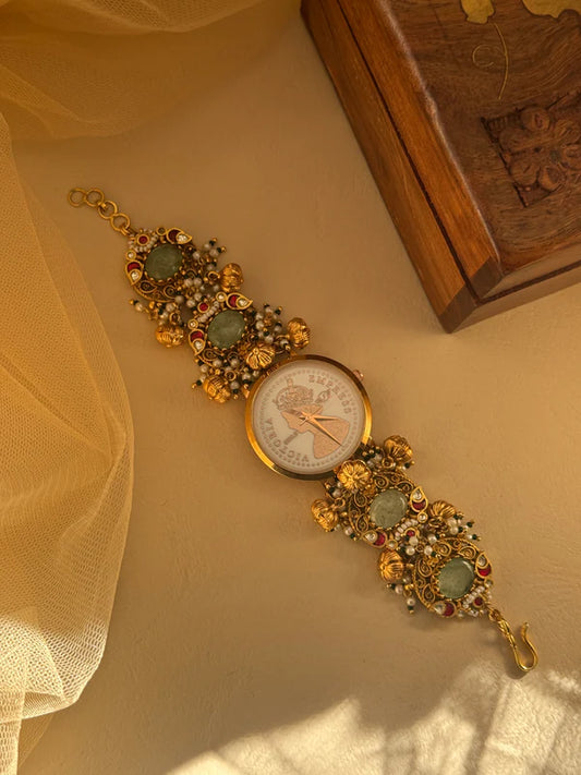 Indian Regal Mangalsutra Watch With Stone and Beads