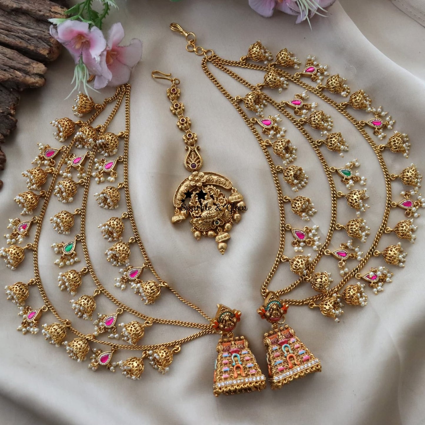 Meenakari Mattal and Jhumki Set